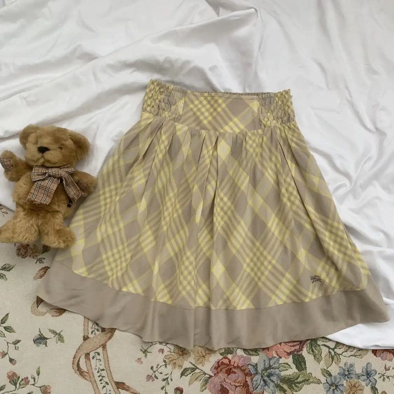 Burberry Burberry Yellow Checkered Cotton Skirt Size 23" - 1 Thumbnail