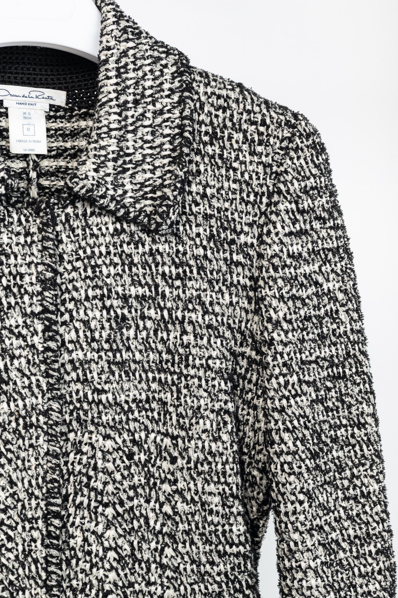 Oscar De La Renta Oscar de la Renta PF/12 White & Black Silk-Blend Knit Blazer Size M / US 6-8 / IT 42-44 - 5 Thumbnail