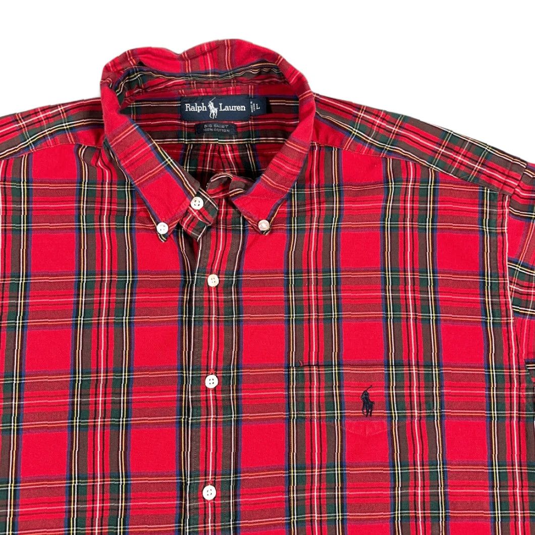 Ralph Lauren VINTAGE Ralph Lauren Shirt Adult LARGE Red Plaid Pony Big Oversize Preppy 90s Size US XL / EU 56 / 4 - 2 Thumbnail