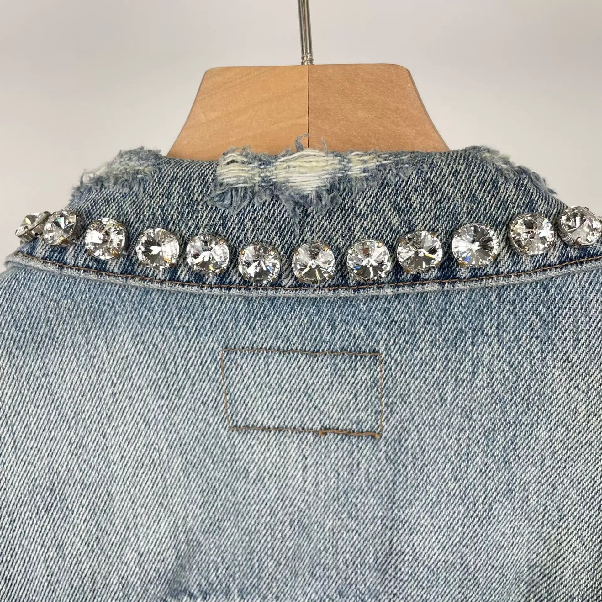 Miu Miu MIU MIU Crystal Collar Denim Jacket Size XS / US 0-2 / IT 36-38 - 4 Thumbnail
