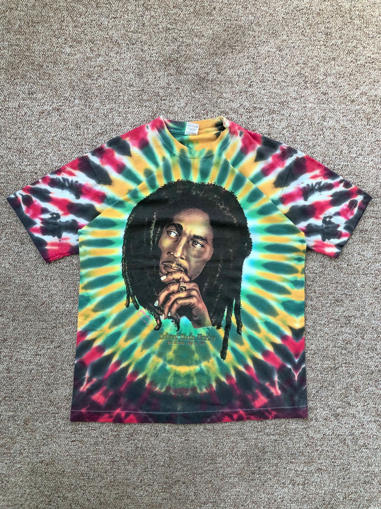 Bob Marley × Vintage 1993 Single Stitch Tye Dye 'Bob Marley' T-Shirt Size US L / EU 52-54 / 3 - 2 Thumbnail