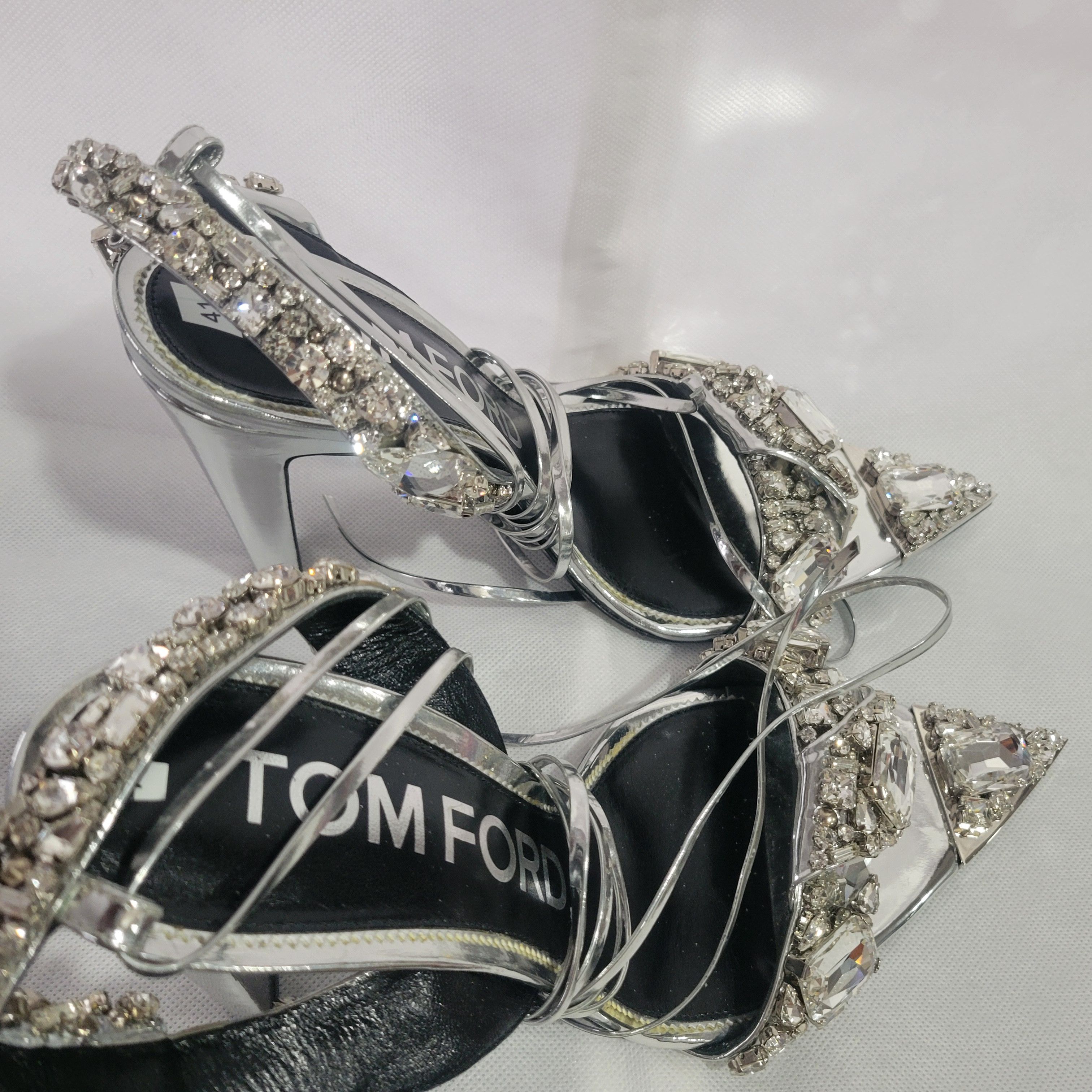 Tom Ford TOM FORD Runway Mirror Crystal Ankle Wrap Sandals Sz 41 Size US 11 / IT 41 - 5 Thumbnail