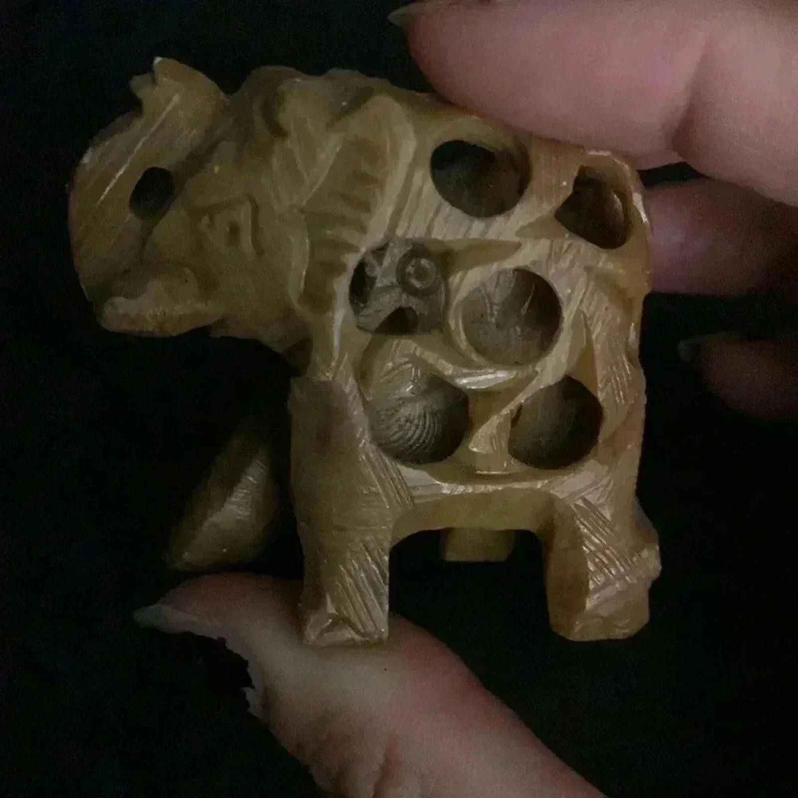 Designer Hand carved elephant with baby inside Size ONE SIZE - 3 Thumbnail