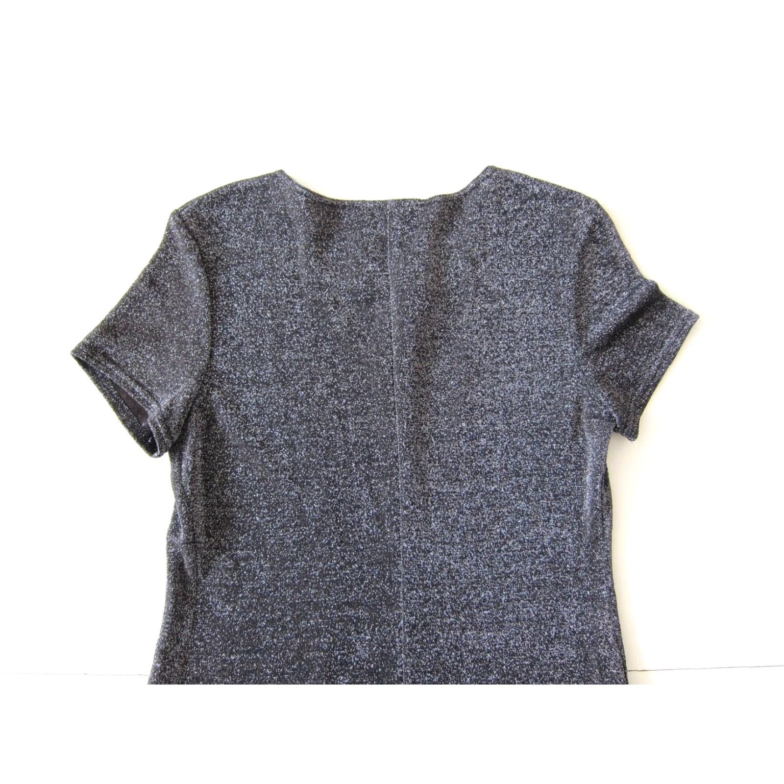 Vintage VINTAGE Miz California Silver Metallic Black Sparkle Short Sleeve Tunic Dress 10 Size 32" / US 10 / IT 46 - 6 Thumbnail
