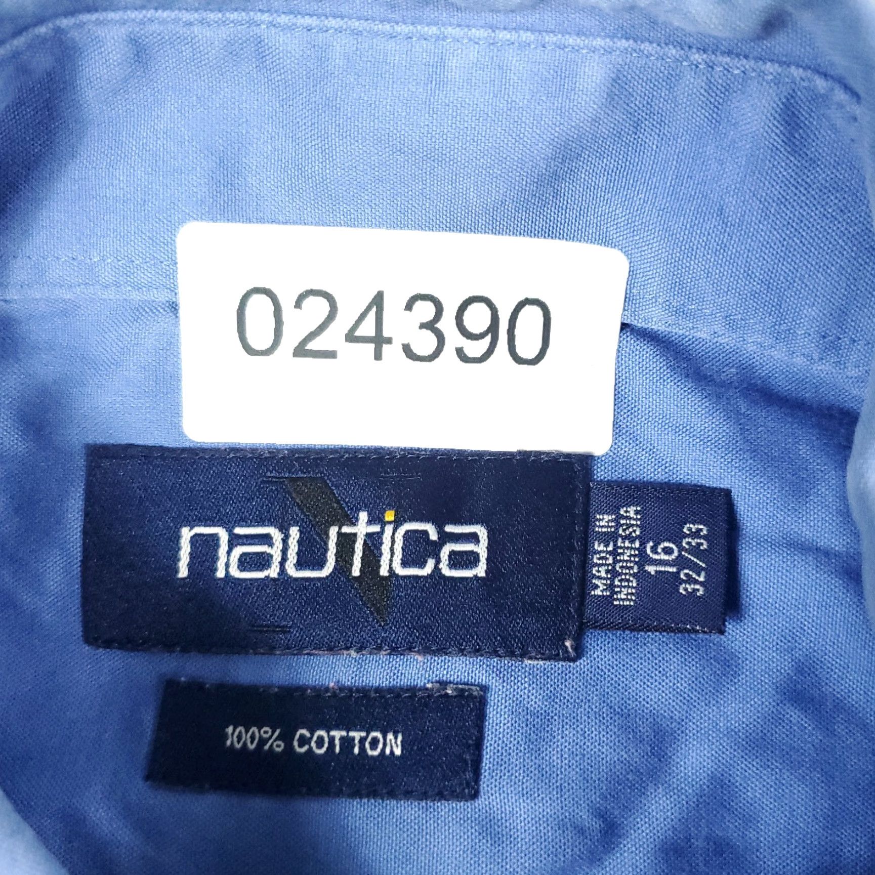 Nautica Nautica Shirt Adult 16 Blue Dress Shirt Long Sleeve Button-Up 100% Cotton Regular Fit Classic Preppy Mens Size 42R - 7 Thumbnail