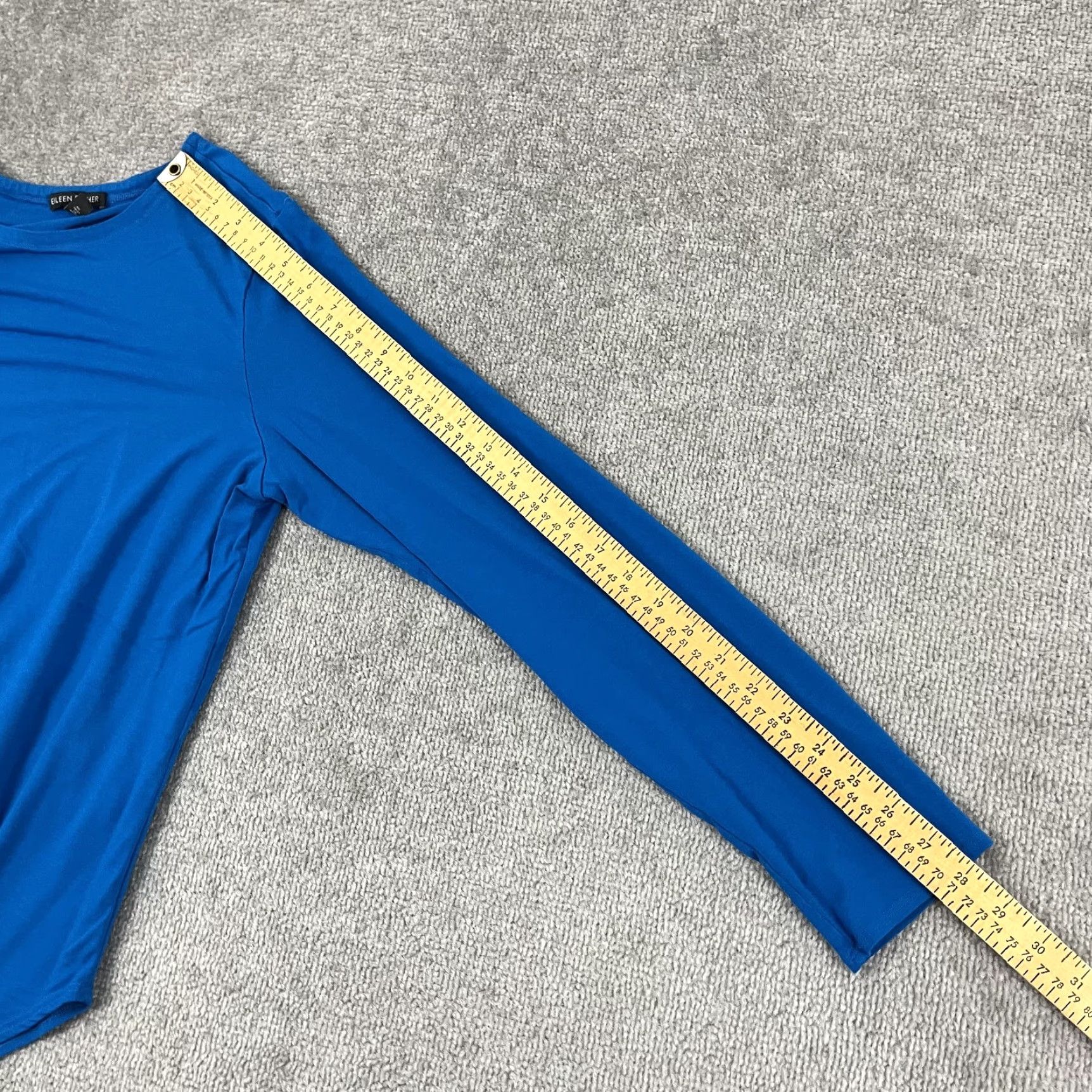 Eileen Fisher VINTAGE Eileen Fisher Blouse Women Large Blue Viscose Lycra Stretch Crew Long Sleeve Casual Top Size L / US 10 / IT 46 - 6 Thumbnail