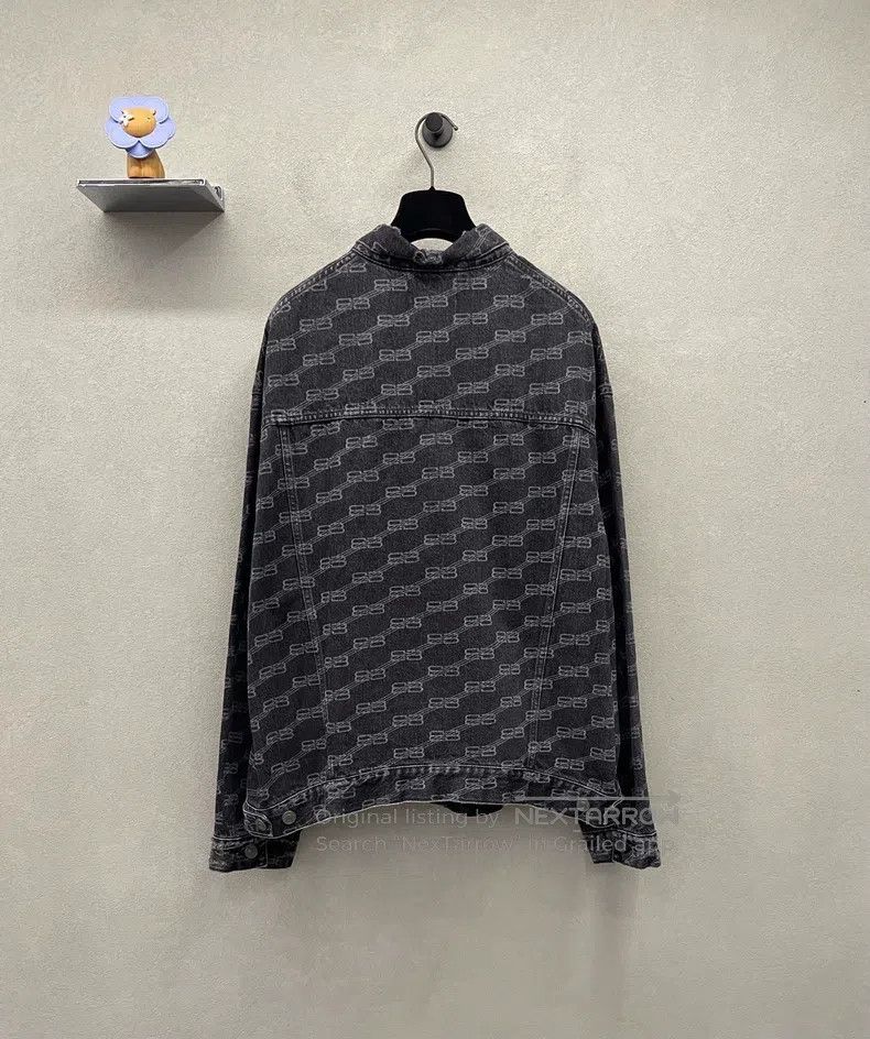 Balenciaga Balenciaga Double B Full Print Black Denim Jacket Size US S / EU 44-46 / 1 - 2 Thumbnail