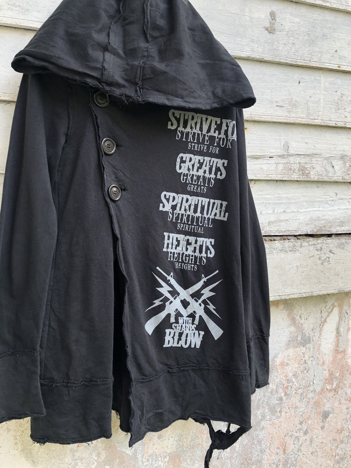 Seditionaries Ghost of Harlem Distressed Cross Anarchy Button Hoodie Size S / US 4 / IT 40 - 3 Thumbnail