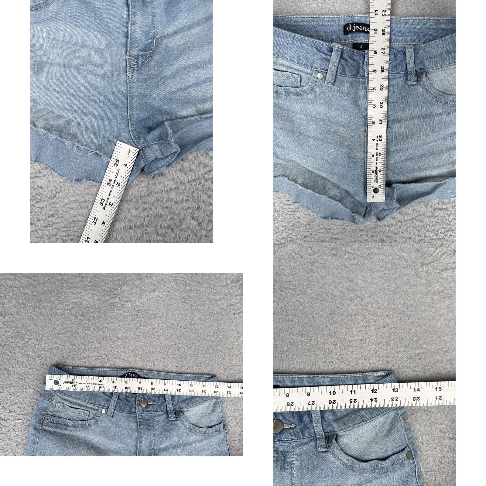 Denime D. Jeans Shorts Womens 4 Blue Denim Cut-Off Raw Hem Stretch Mid Rise Casual 25x2 Size 27" / US 4 / IT 40 - 8 Thumbnail