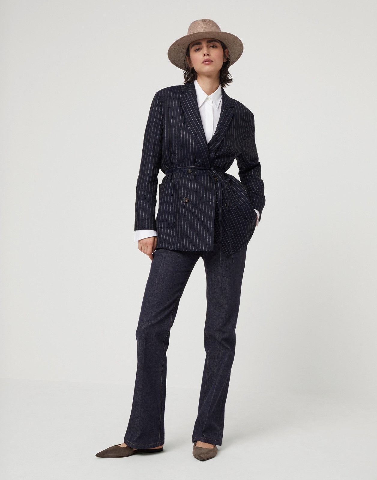 Brunello Cucinelli o1la1rc1a0425 Lady Dyed Denim Pant in Navy Size 28" / US 6 / IT 42 - 3 Thumbnail
