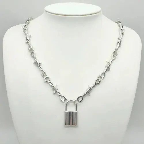 Urban Heritage Punk Lock Barbed Wire Necklace Size ONE SIZE - 2 Thumbnail