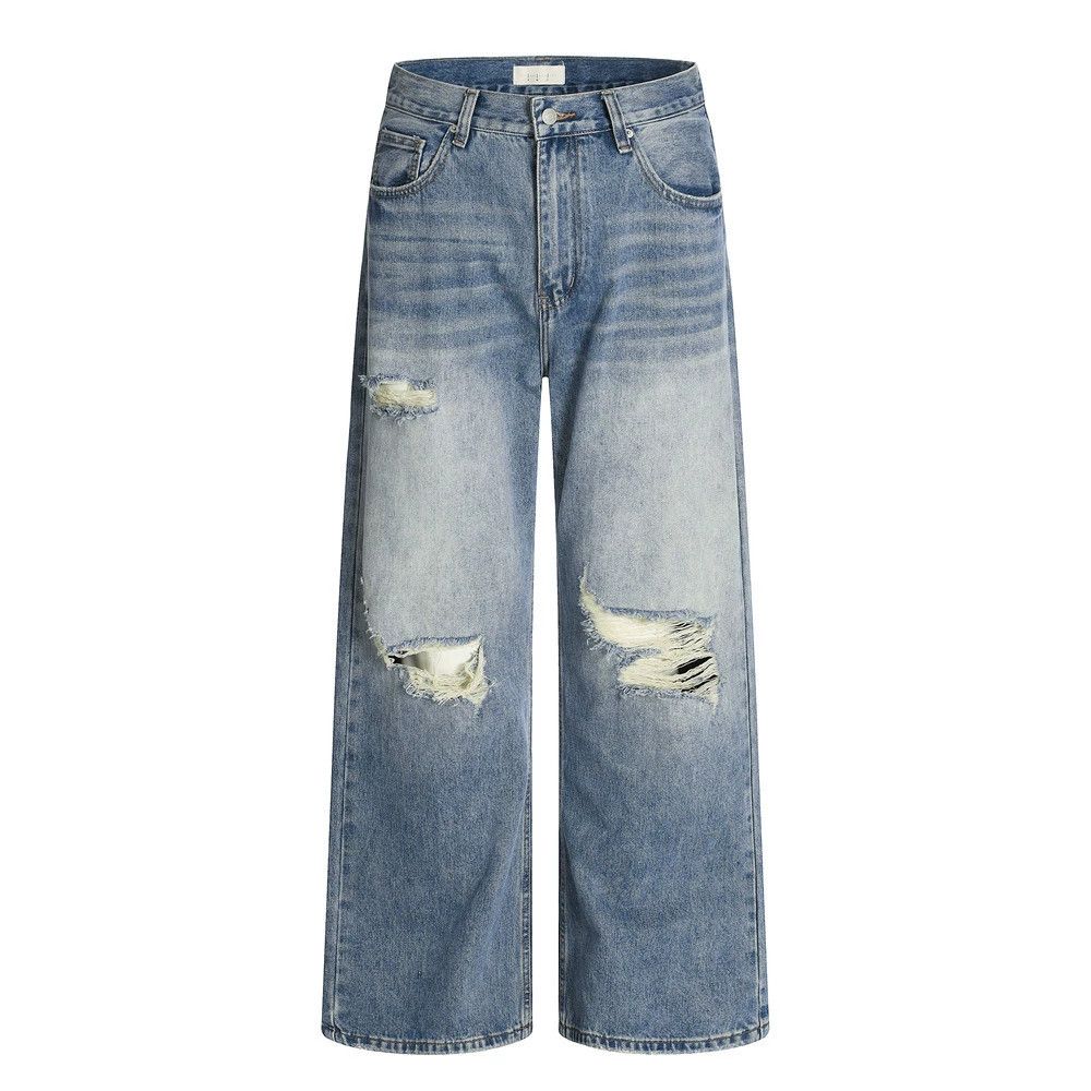 Jean Street ripped men's retro washed gradient distressed jeans Size US 32 / EU 48 - 1 Thumbnail