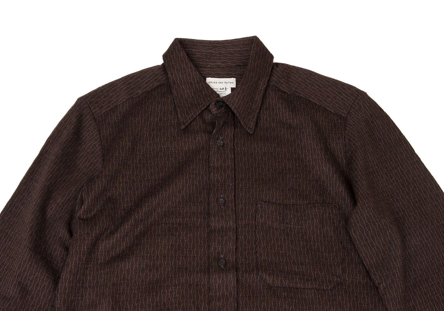 Dries Van Noten Wool Acrylic Cable Pattern Shirt in Brown, Size 48 Size US M / EU 48-50 / 2 - 2 Thumbnail