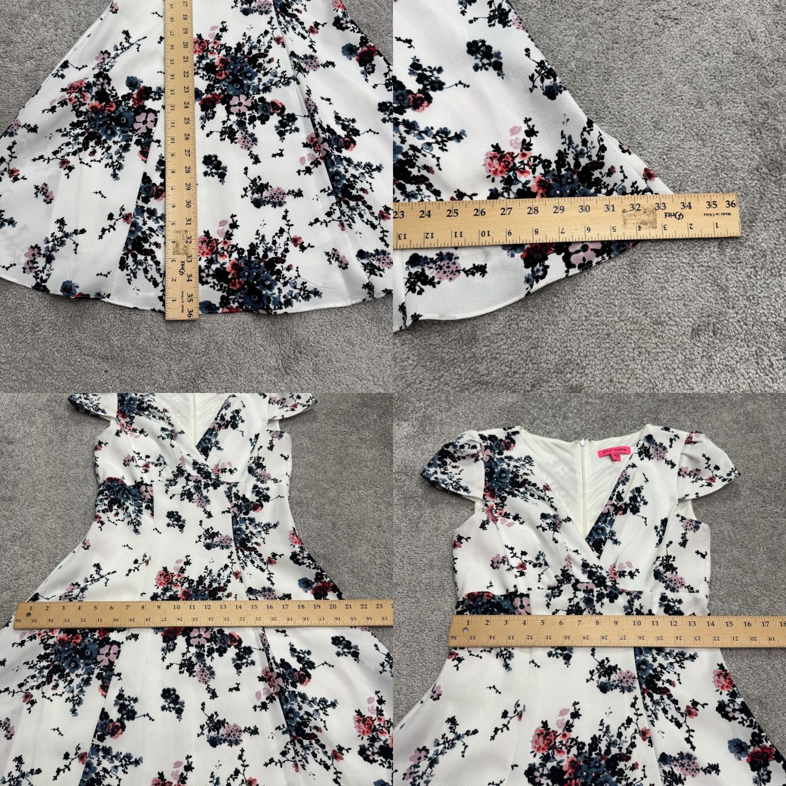 Betsey Johnson Betsey Johnson Floral A-Line Mini Dress Womens 4 White Cap Sleeve V-Neck Short Sleeve Party/Cocktail Casual N/A Size S / US 4 / IT 40 - 9 Thumbnail