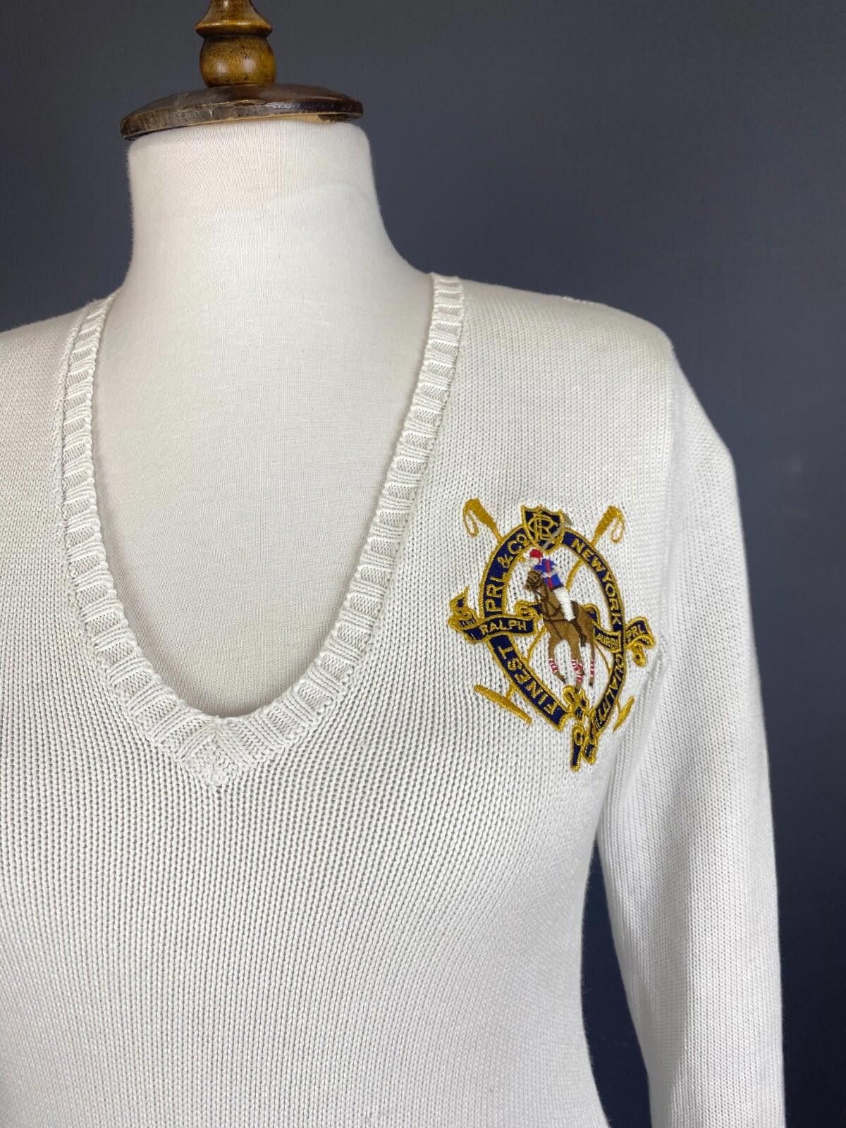 Polo Ralph Lauren Ralph Lauren Sport White Finest New York Knit Sweater Size S Size S / US 4 / IT 40 - 4 Thumbnail