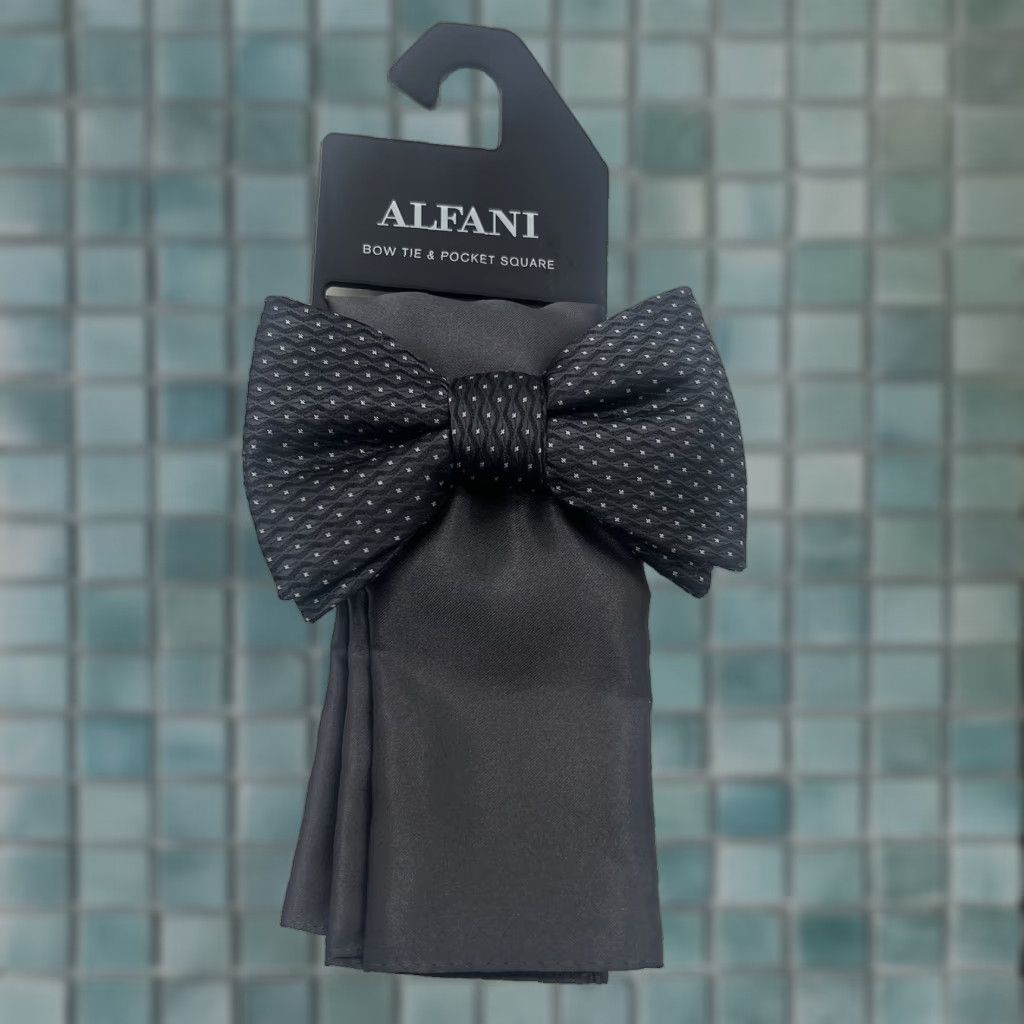 Alfani VINTAGE? No. Not vintage. Title: Alfani Bow Tie & Pocket Square Set Gray NWT Men's One Size Accessories Size ONE SIZE - 1 Thumbnail