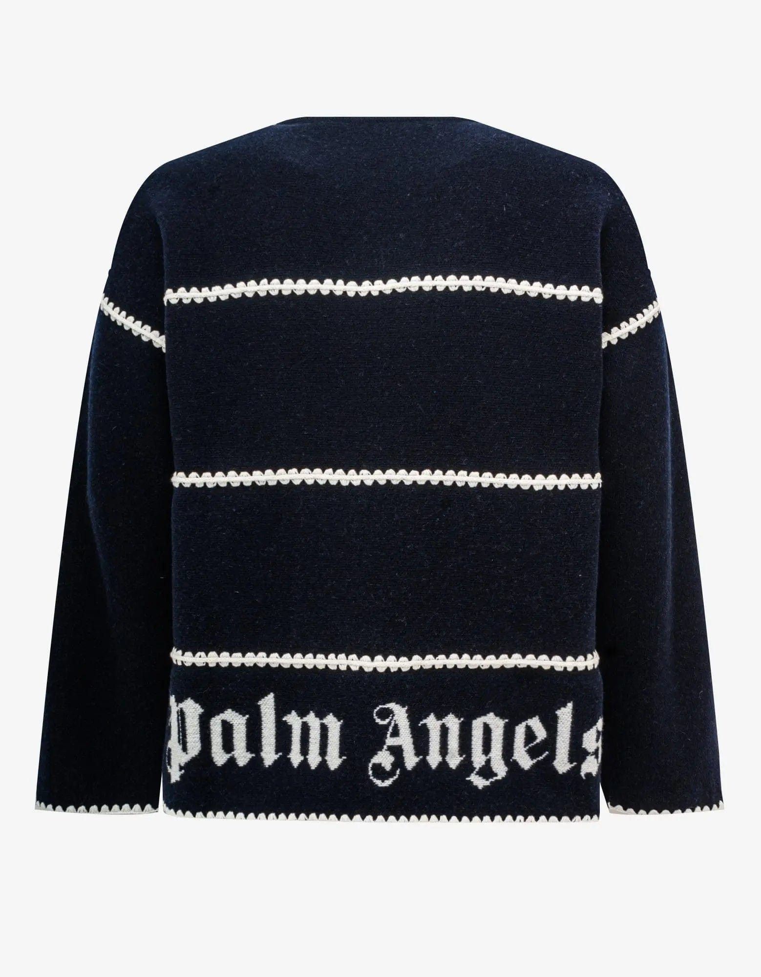 Palm Angels Palm Angels Navy Blue PA Monogram Stripe Sweater Size US M / EU 48-50 / 2 - 2 Thumbnail