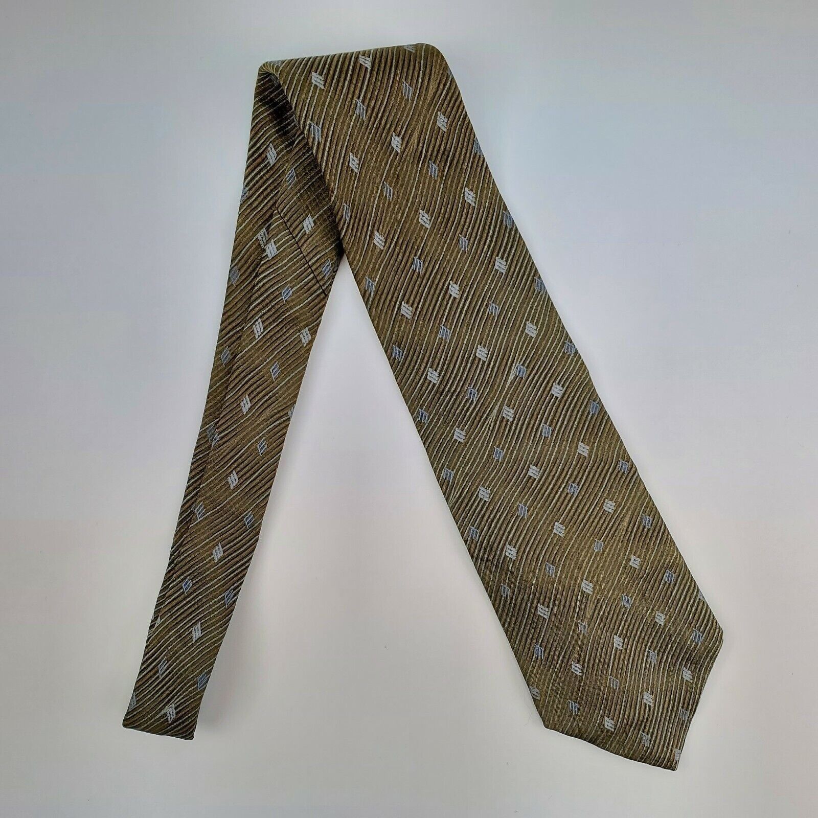 Dockers Dockers Khakis Silk Tie Green Geometric Wavy Wide Size ONE SIZE - 6 Thumbnail