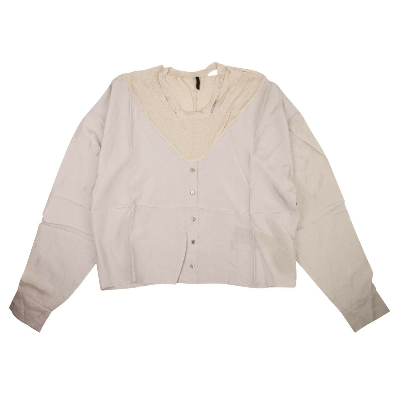 image of Unravel Project Gray Silk Hybrid Cut Out Shirt Size 38, Women's