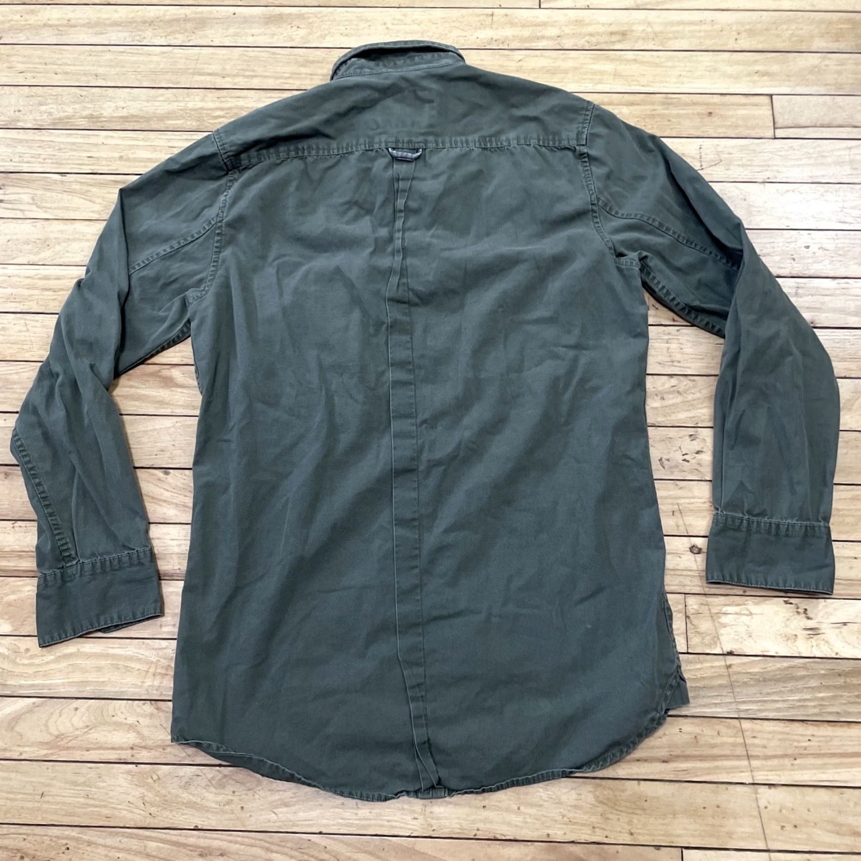 Zanerobe ZANEROBE Button-Up Shirt Men M Green Gray with Pockets, Metal Snap Button, Workwear Outfits Outdoors Size US M / EU 48-50 / 2 - 2 Thumbnail