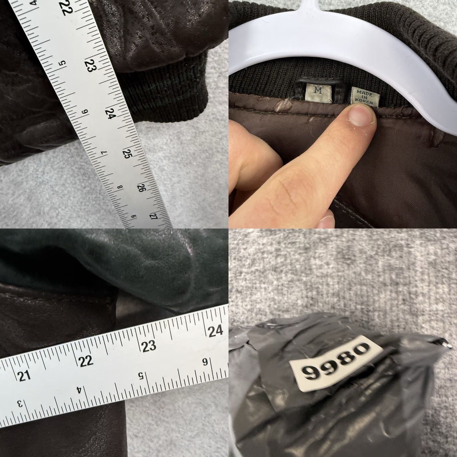 Vintage VINTAGE Skins Bomber Jacket Leather Two Tone Green Brown Adult M Men, 80s 90s, Zip, Regular Fit, Zip Accents, Dry Clean Only, Walking, Casual Size US M / EU 48-50 / 2 - 8 Thumbnail