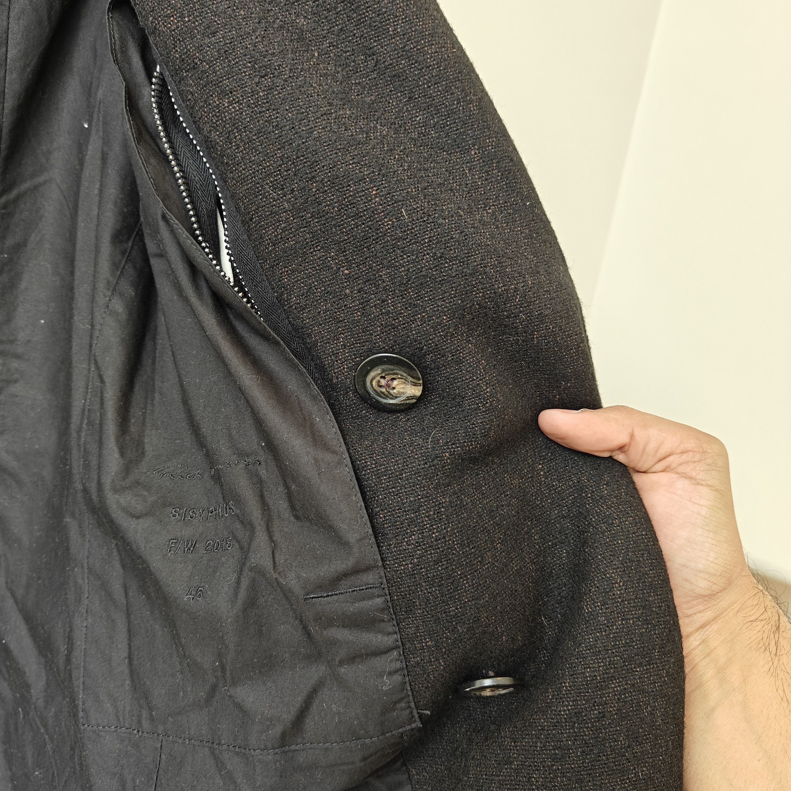 Rick Owens Black wool blend Sisyphus FW18 overcoat double Breasted Size US S / EU 44-46 / 1 - 20 Thumbnail