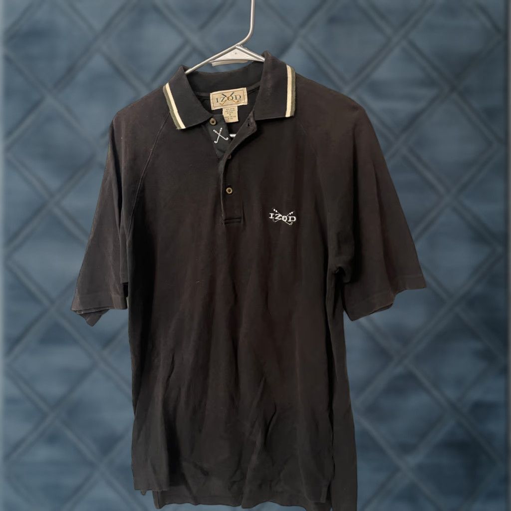 Izod VINTAGE IZOD Shirt Men Small Black 100% Cotton Golf Polo Pique Striped Collar Size US S / EU 44-46 / 1 - 1 Thumbnail