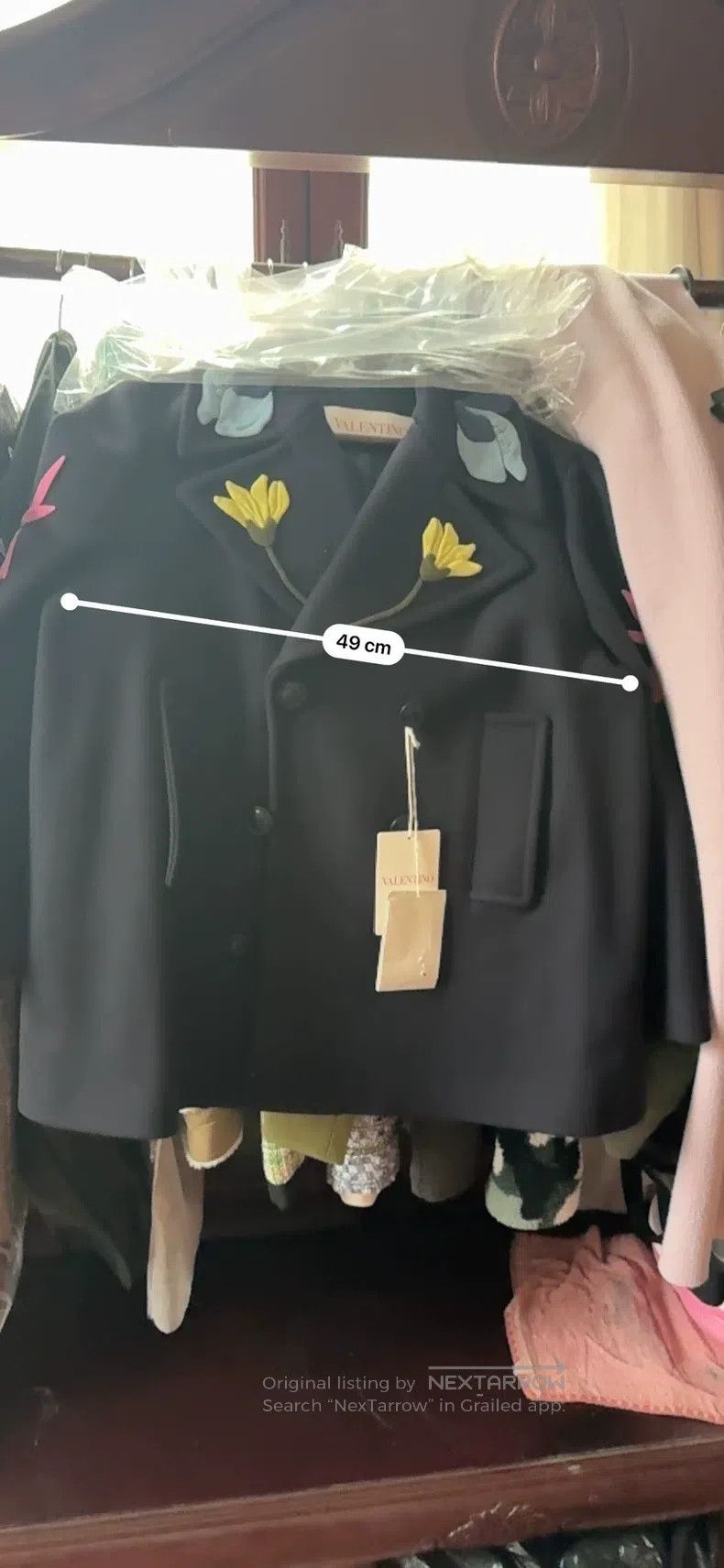 Valentino Valentino Little black chrysanthemum embroidered wool coat Size L / US 10 / IT 46 - 9 Thumbnail