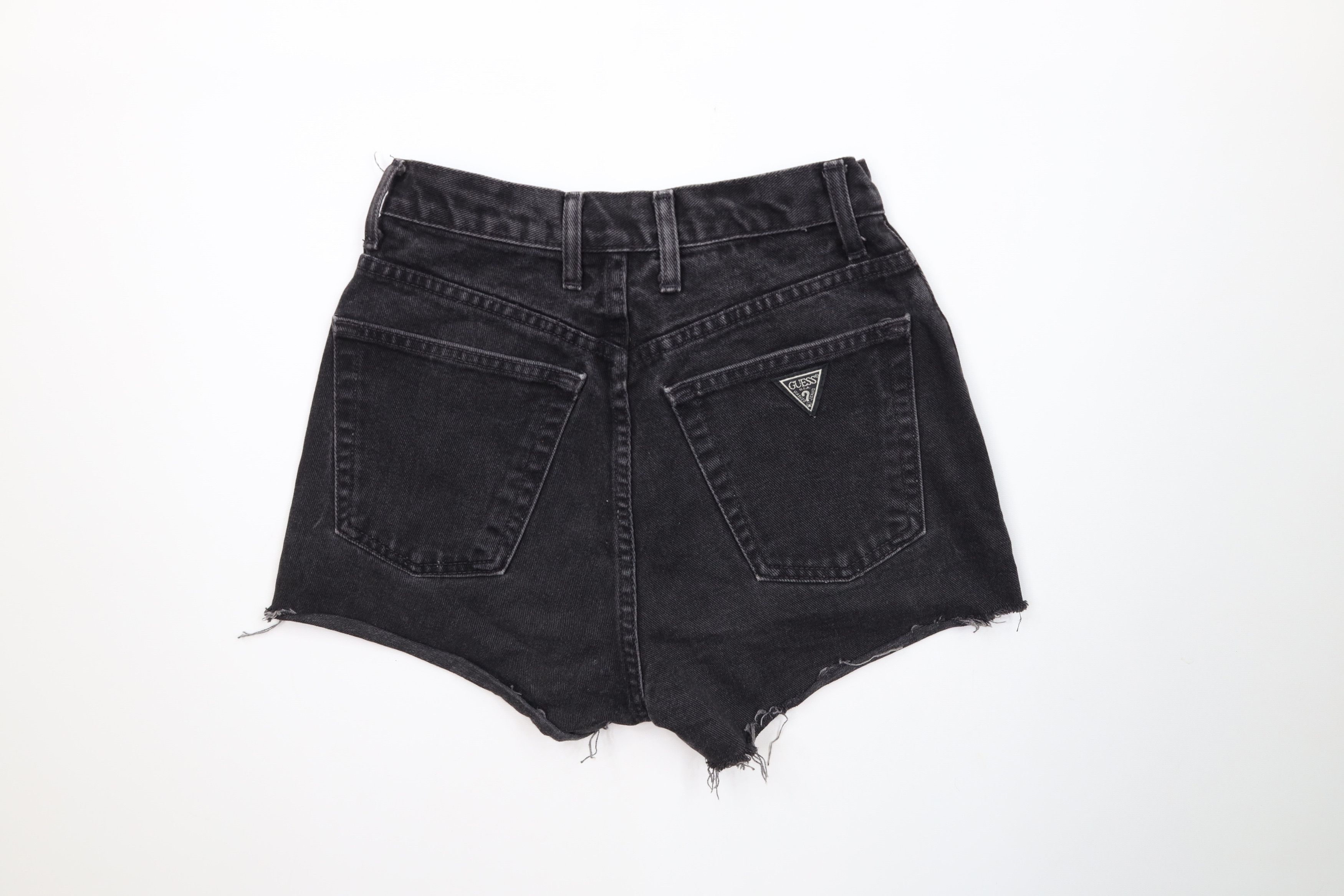 Guess Vintage 90s Guess Spell Cut Off Denim Jean Shorts Black USA Size 27" / US 4 / IT 40 - 8 Thumbnail