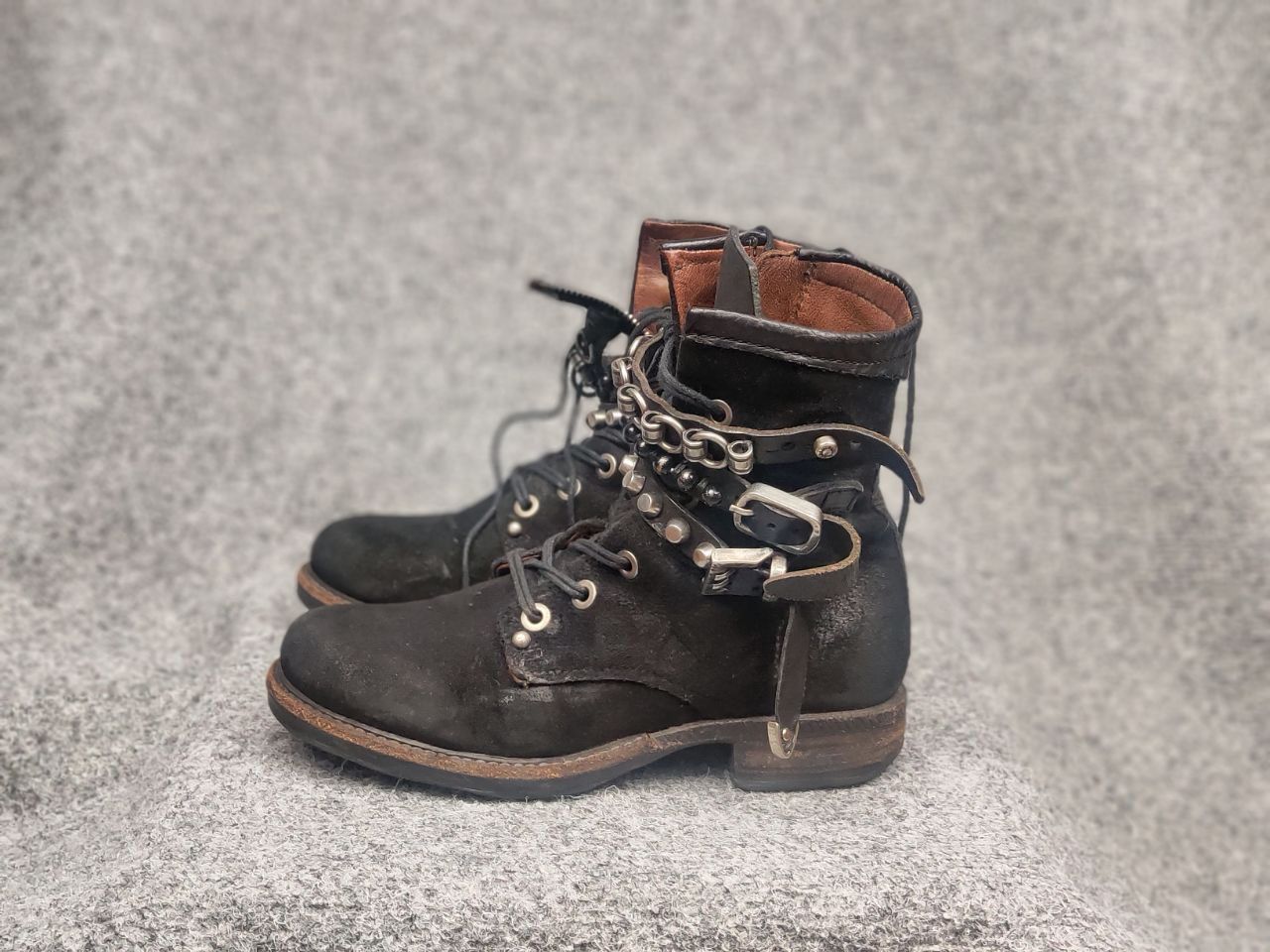 A.S.98 A.S.98 Vintage Black Suede Avant garde Mid Calf Combat Boots Size US 6 / IT 36 - 11 Thumbnail