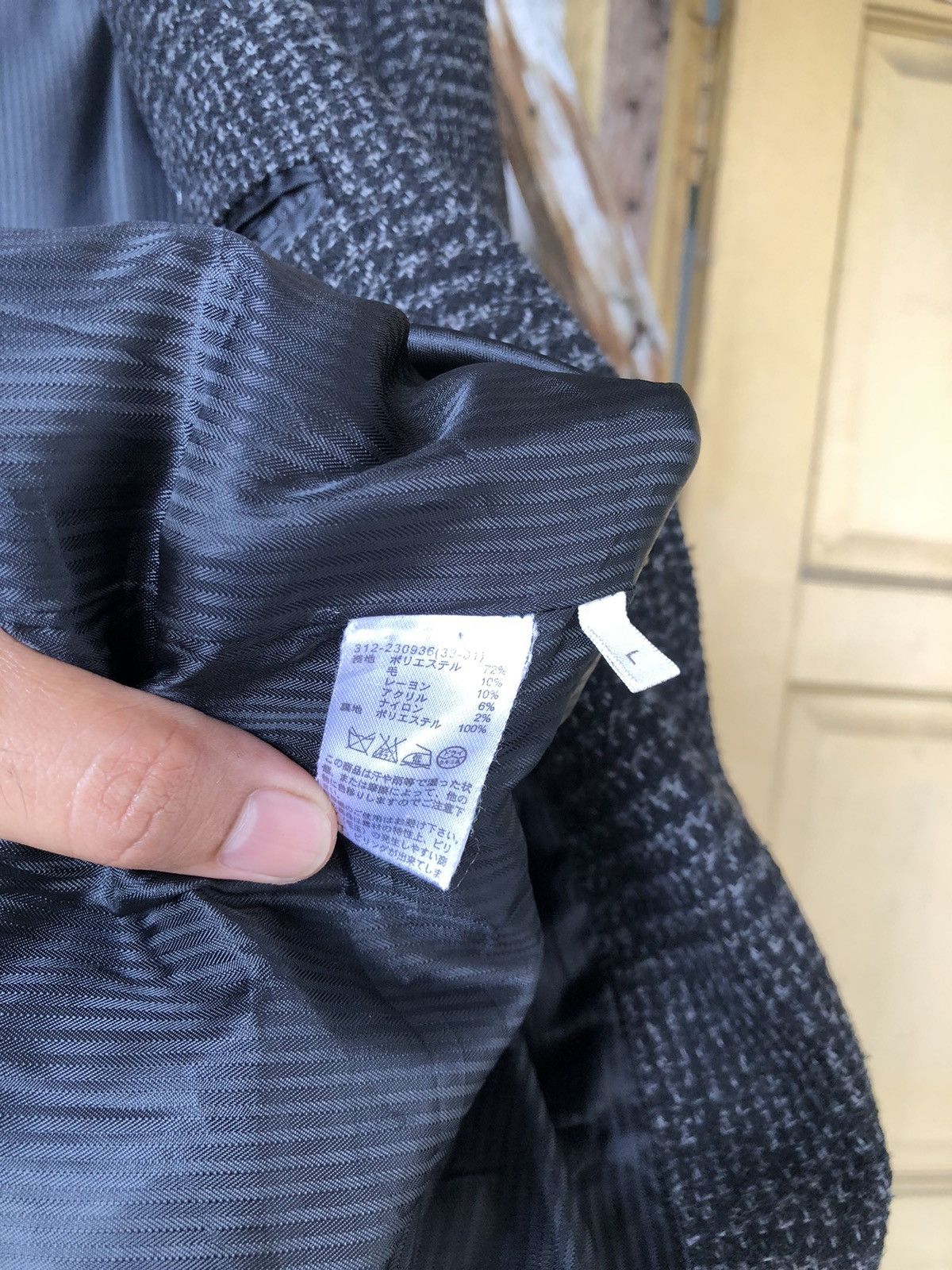 Japanese Brand Vtg Uniqlo Tweed Gingham Dark Grey Single Breasted Blazer Size US L / EU 52-54 / 3 - 14 Thumbnail
