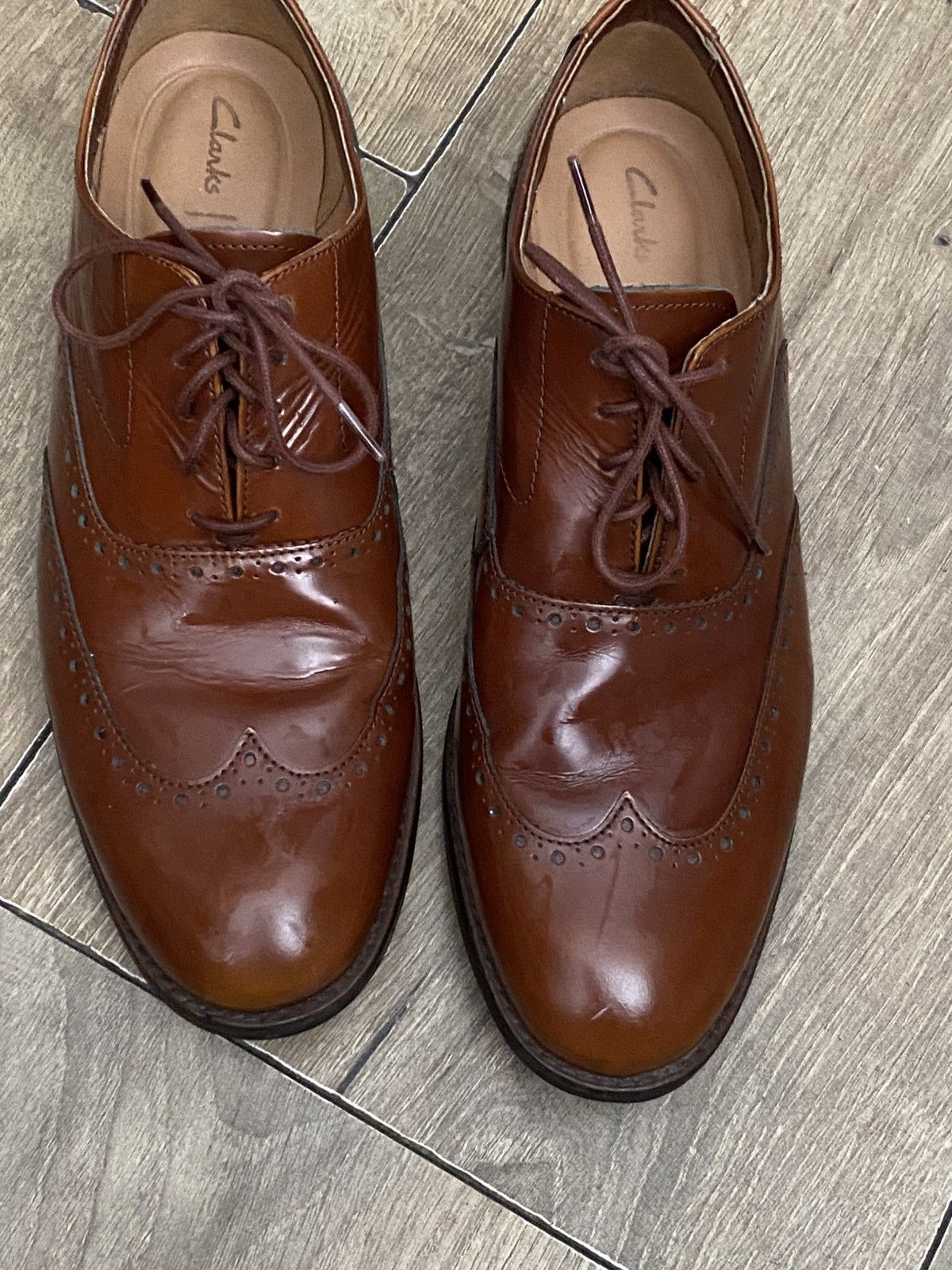 Clarks Clarks Brown Leather Brogue Oxford Shoes (EU 42.5) Like New Size US 9 / EU 42 - 1 Thumbnail