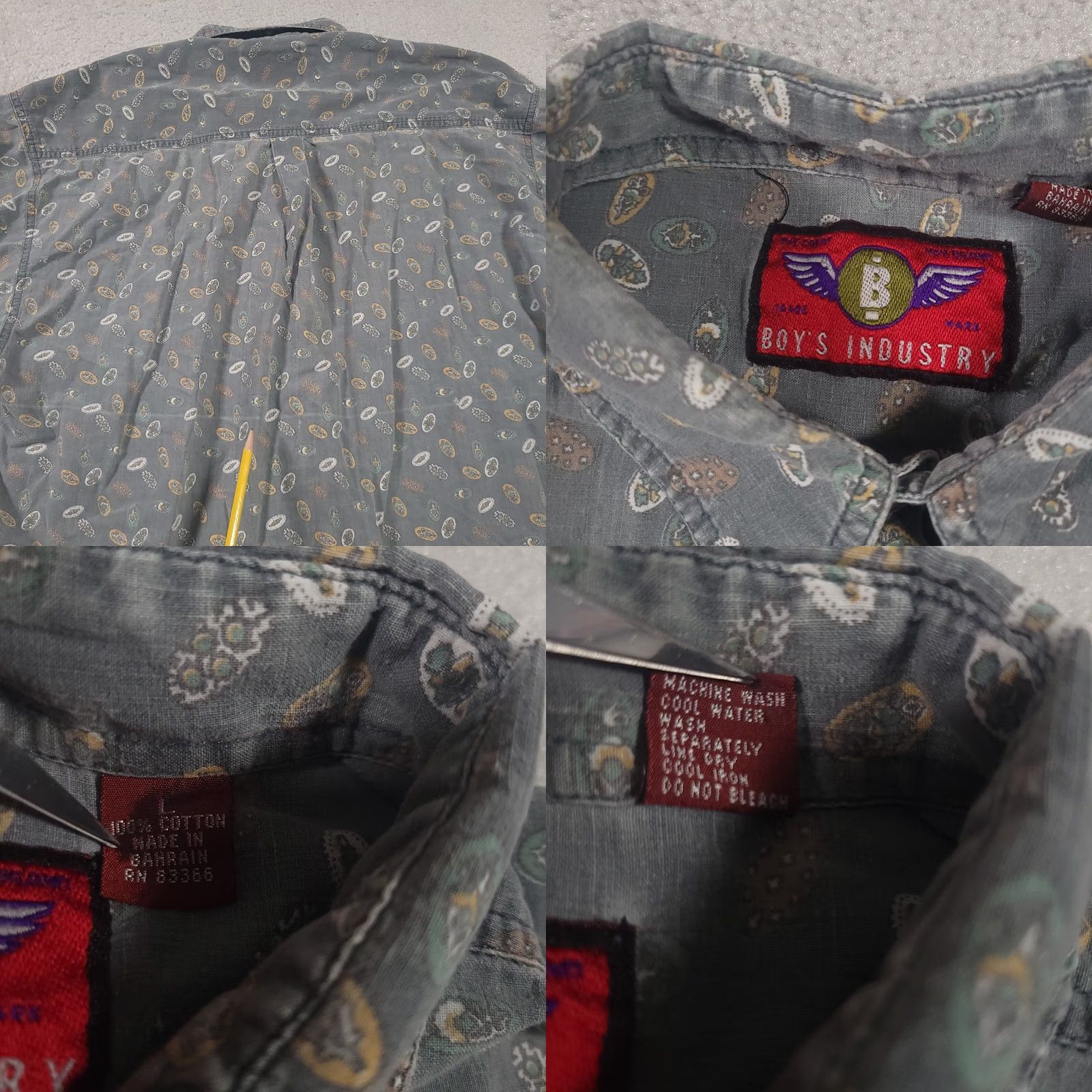 Vintage VINTAGE Boys Industry Western Button Shirt Short Sleeve Mens Large Grunge Skater Shirt Size US L / EU 52-54 / 3 - 9 Thumbnail