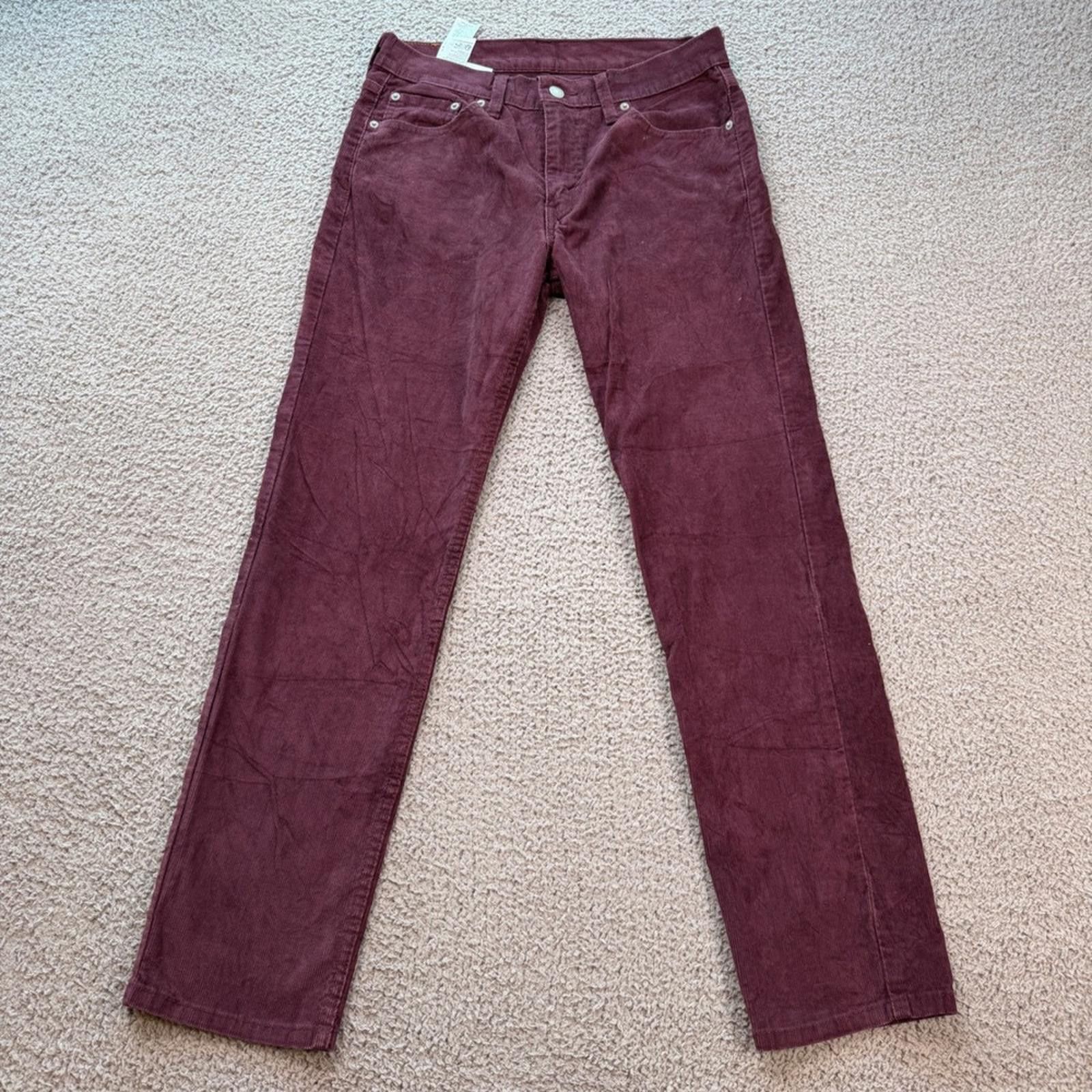 Levi's Levis 511 Slim Fit Burgundy Corduroy Pants Mens 30x30 Maroon Size 30" / US 8 / IT 44 - 1 Thumbnail
