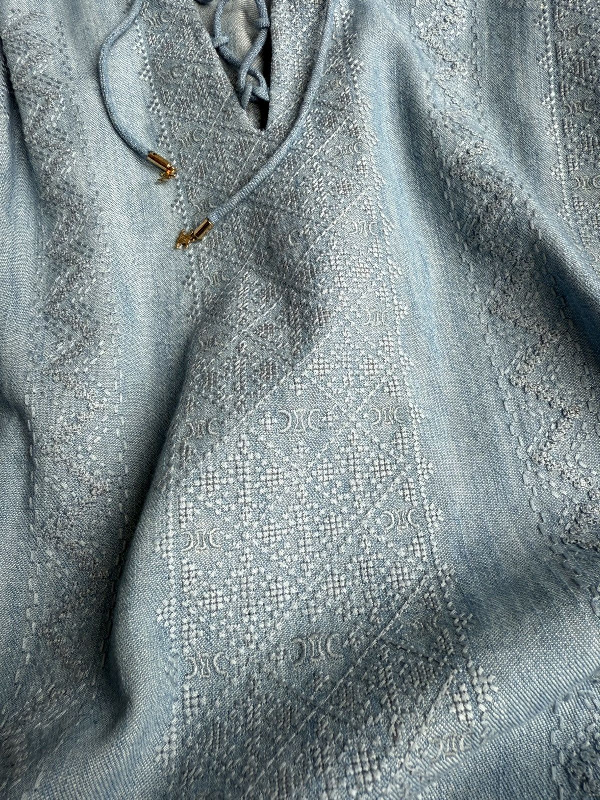 Celine $2450 SS24 Celine embroidered blouse shirt Hedi sample Size M / US 6-8 / IT 42-44 - 23 Thumbnail