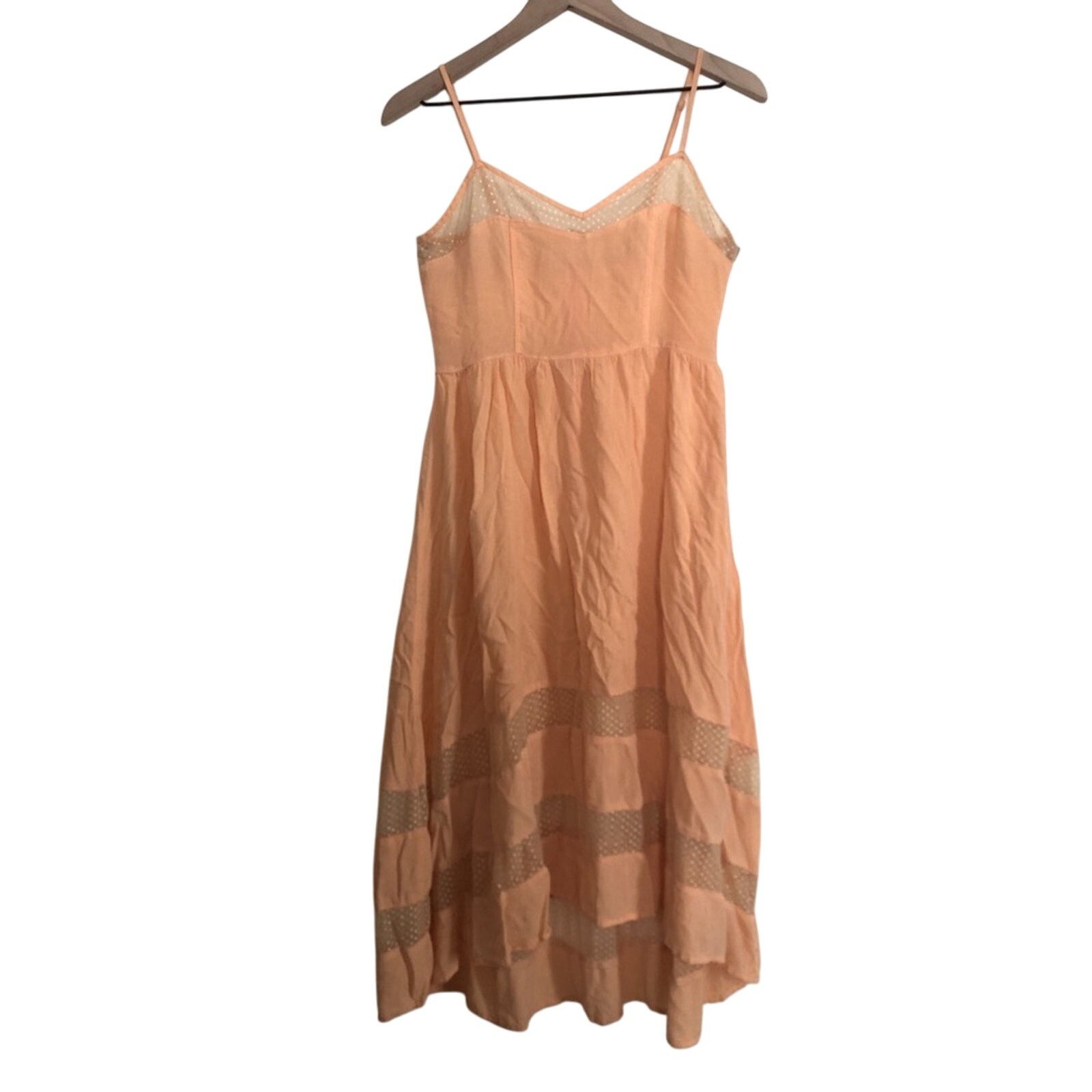 Other Vintage Nameless Peach Lightweight Delicate Lace Midi Dress Size S / US 4 / IT 40 - 1 Thumbnail