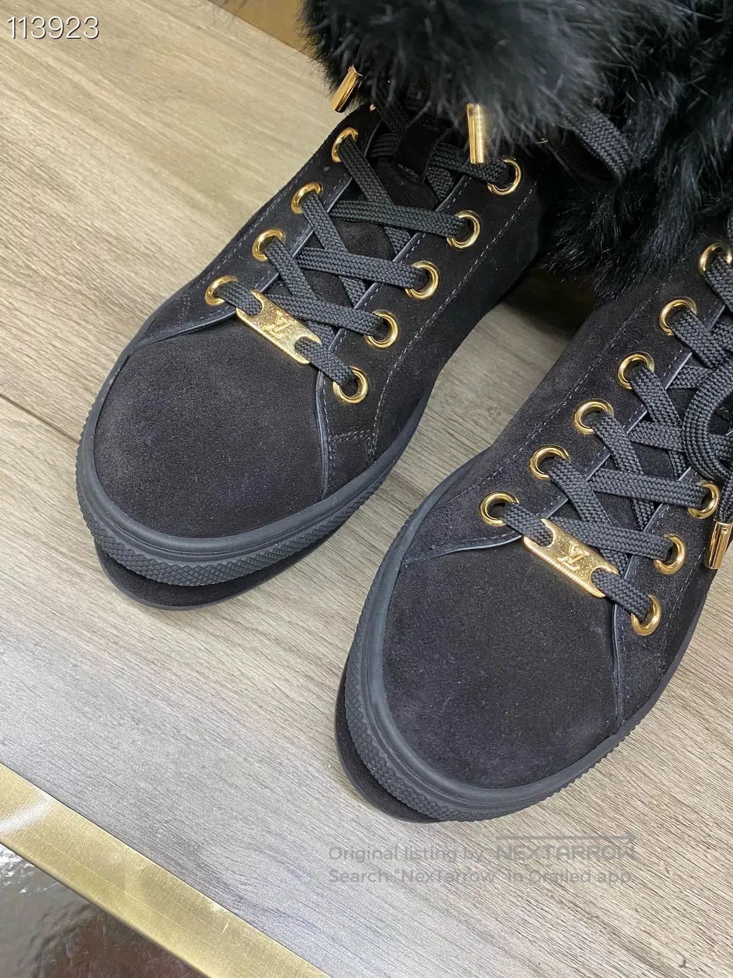 Louis Vuitton LV x074010 Black Wedge Fur Boots. Size US 4 / IT 34 - 3 Thumbnail