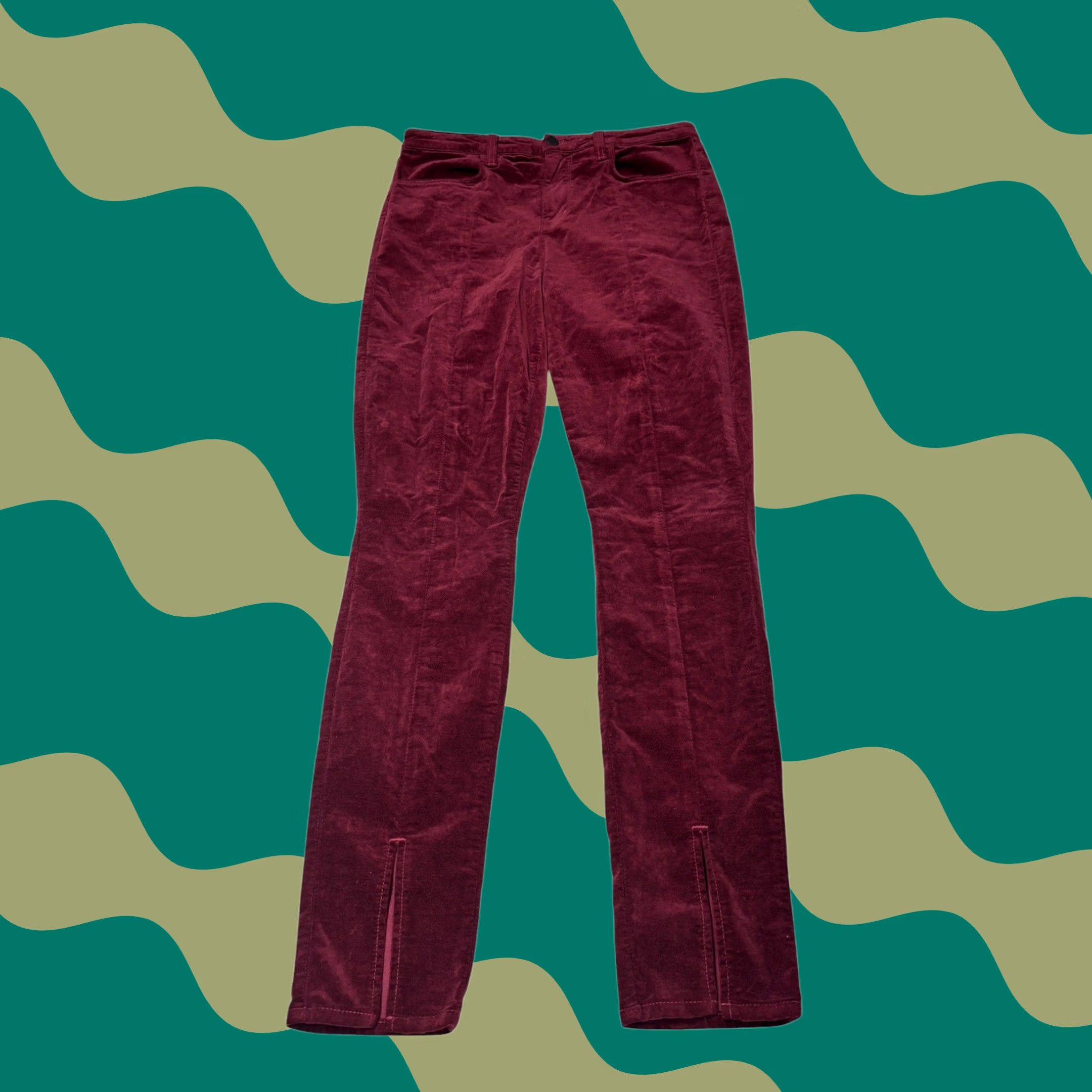 L'AGENCE L'AGENCE Jyothi High Rise Velvet Pants Black Cherry Burgundy Size 29X30 Womens Size 29" - 1 Thumbnail