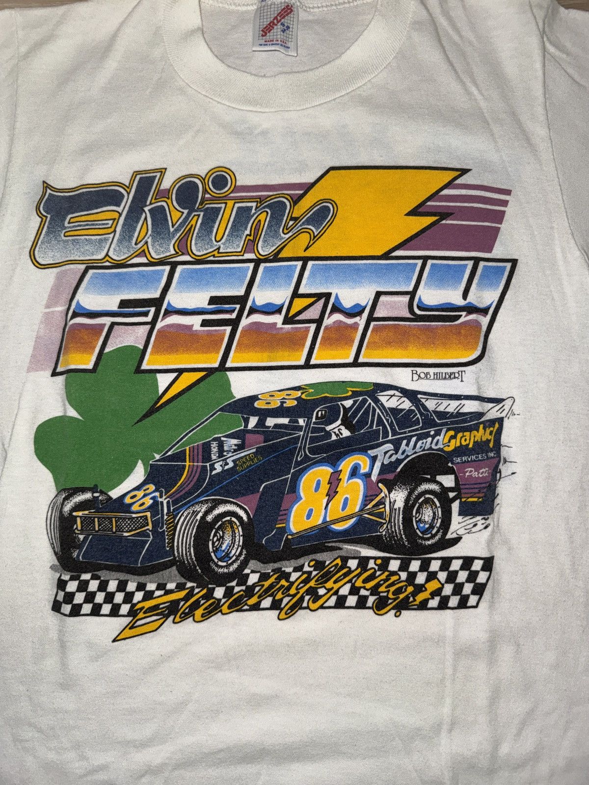 Jerzees Vintage 90’s Elvin Fetty Racing Double Sided T-Shirt Size US S / EU 44-46 / 1 - 3 Thumbnail