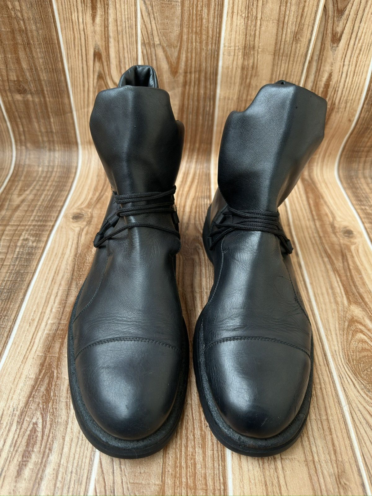 Emporio Armani Empirio Armani Leather Biker Lace Up Boots Like Rick Owens Size US 10 / EU 43 - 1 Thumbnail