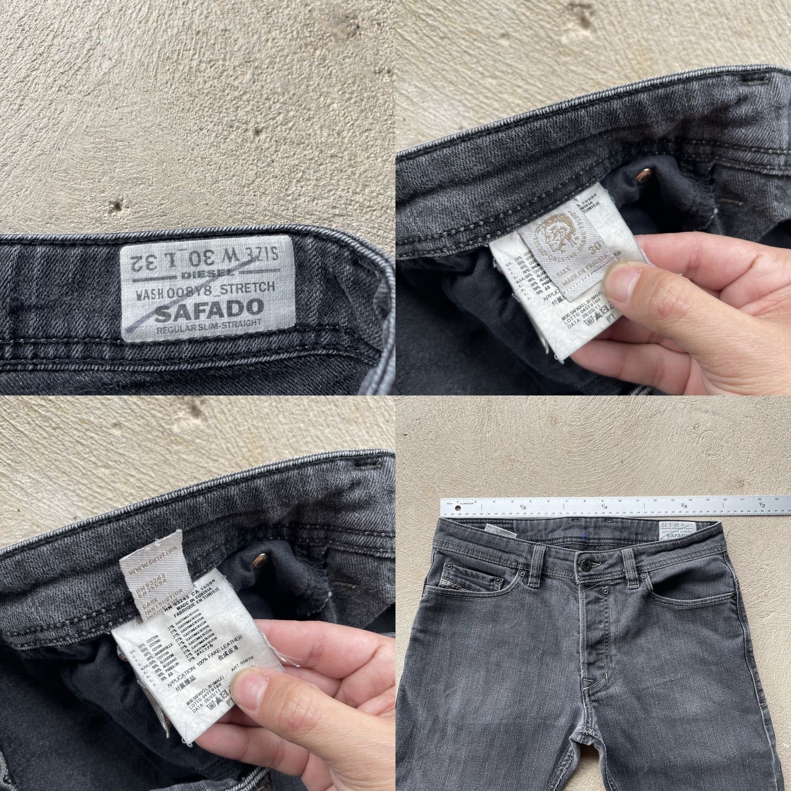 Diesel Diesel Jeans Men's 30x27 Gray Safado Straight Button Fly Denim Pants Regular Fit - Biker City Retro Embroidered Logo 27 Inseam Size US 30 / EU 46 - 8 Thumbnail