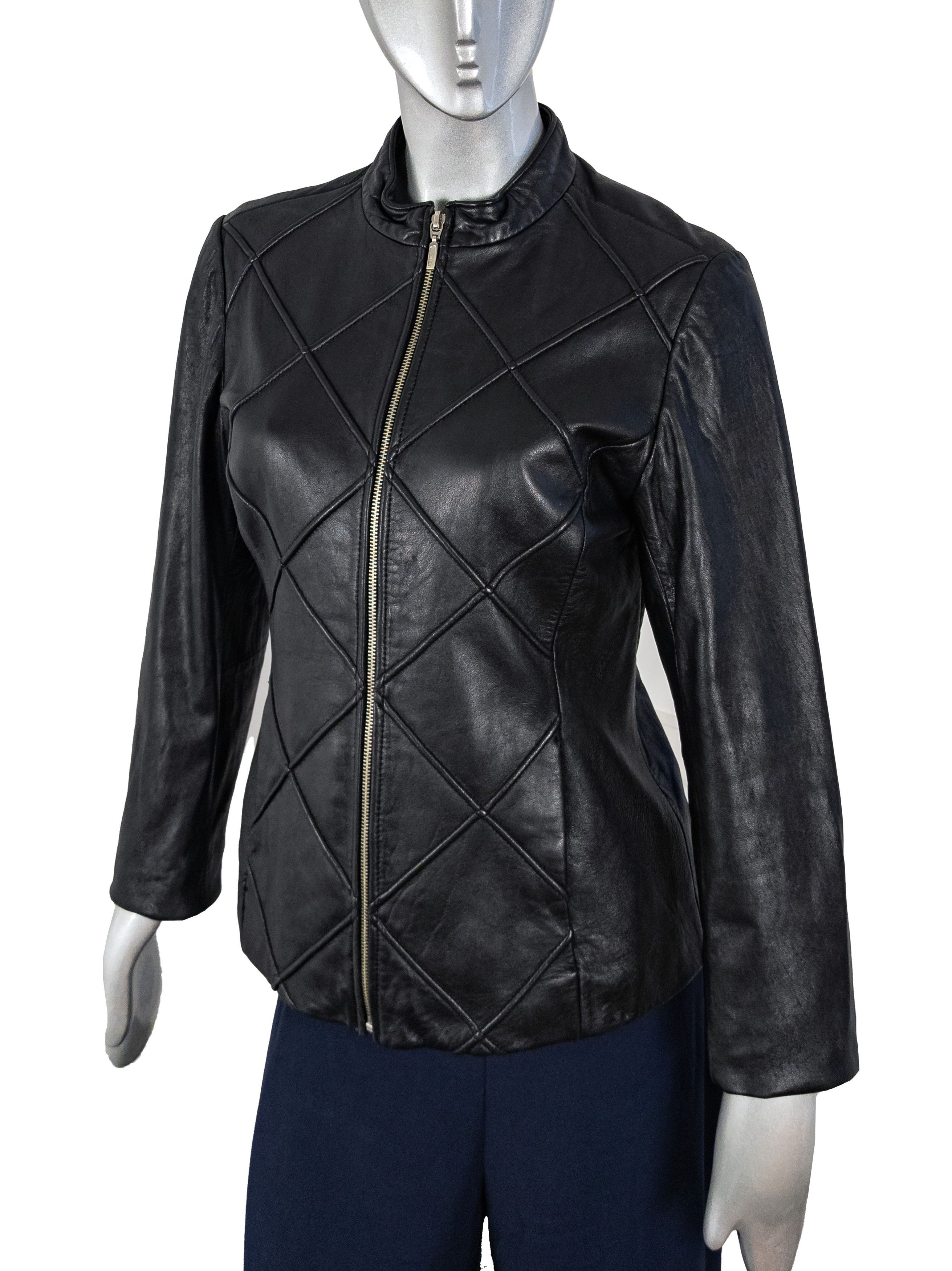 Mossimo Y2K Mossimo black women's leather jacket burgundy lining Size S / US 4 / IT 40 - 8 Thumbnail