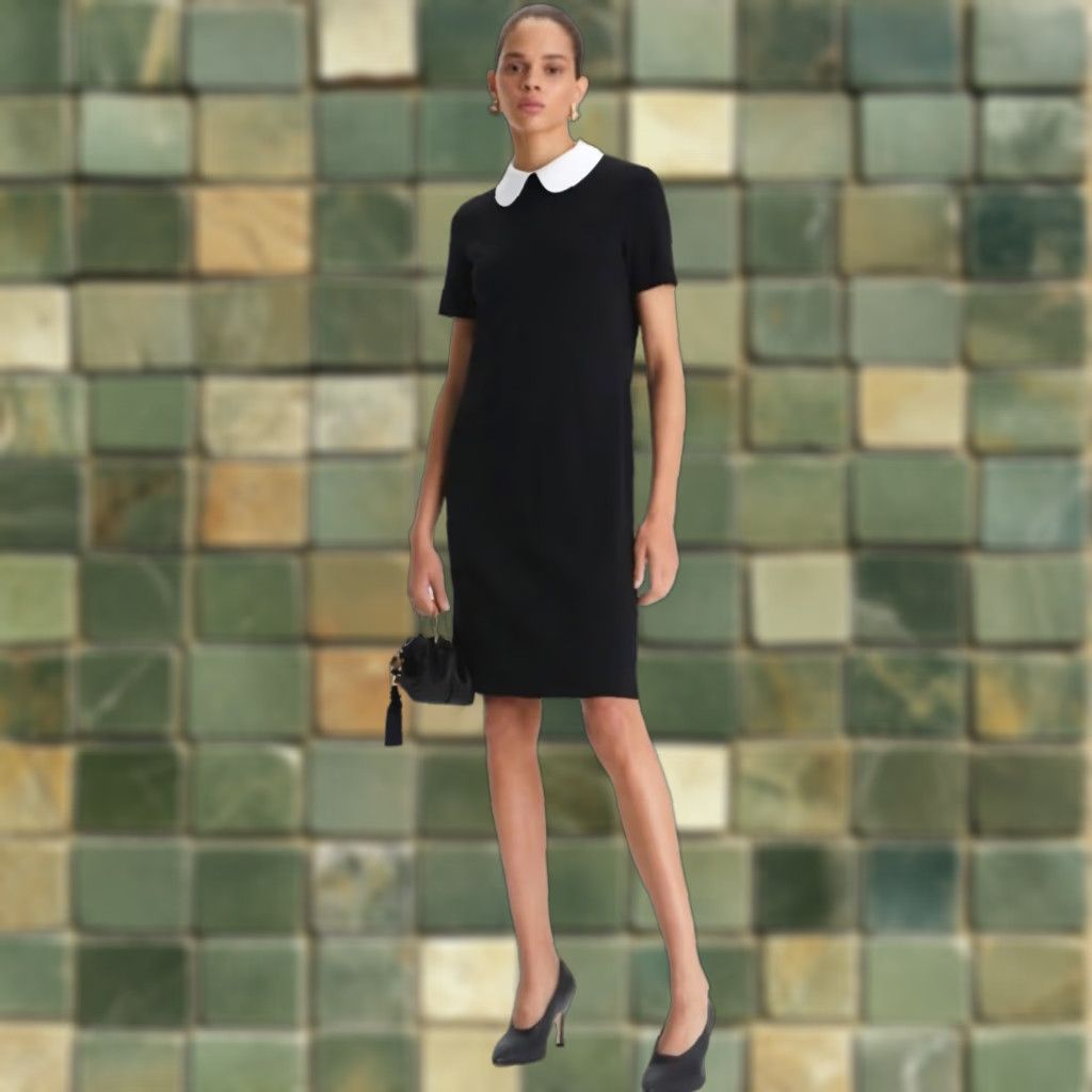 Tory Burch Tory Burch Embellished Poplin Collar Sweater Dress Black Small Women Midi Dress Size S / US 4 / IT 40 - 1 Thumbnail