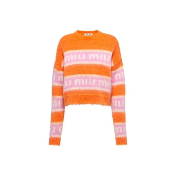 Miu Miu Miu Miu Colorful Striped Logo Knit Sweater 0079 Size S / US 4 / IT 40 - 1 Thumbnail
