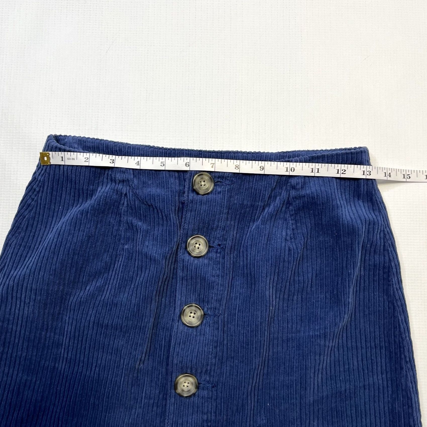 Pacsun Pacsun Corduroy Mini Skirt Women’s 24 Navy Blue Button Front Y2K Streetwear (Juniors) Womens Size 42" / US 20 - 4 Thumbnail