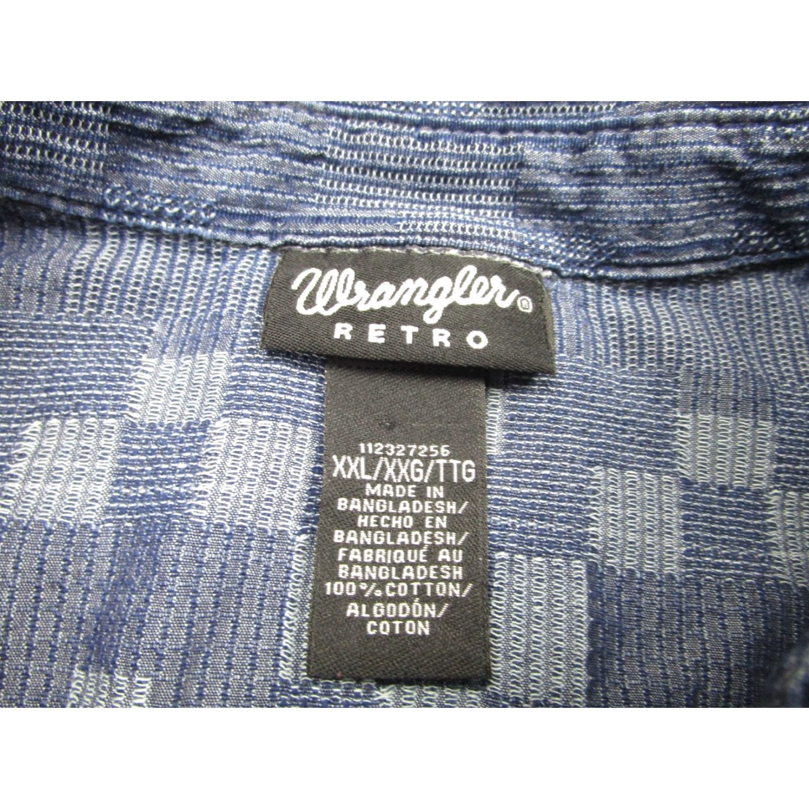 Wrangler VINTAGE Wrangler Shirt Mens 2XL Blue Chambray Snap Western Cowboy Fray Fringe Retro Geometric 90s Mens Size US XXL / EU 58 / 5 - 5 Thumbnail