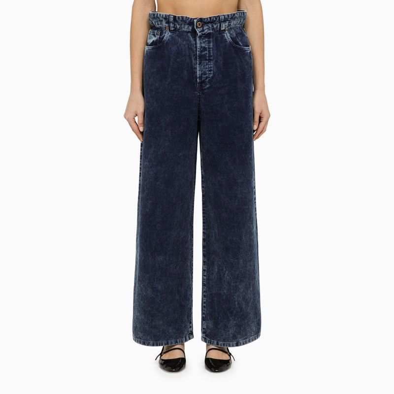 image of Miu Miu Blue Velvet Wide Trousers, Women's (Size 27)