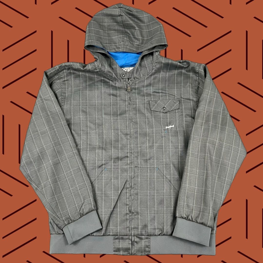 Vintage Surplus Jacket Mens XL Gray Grid Plaid Hooded Full Zip Lightweight Casual Outdoor Beach Size US XL / EU 56 / 4 - 1 Thumbnail