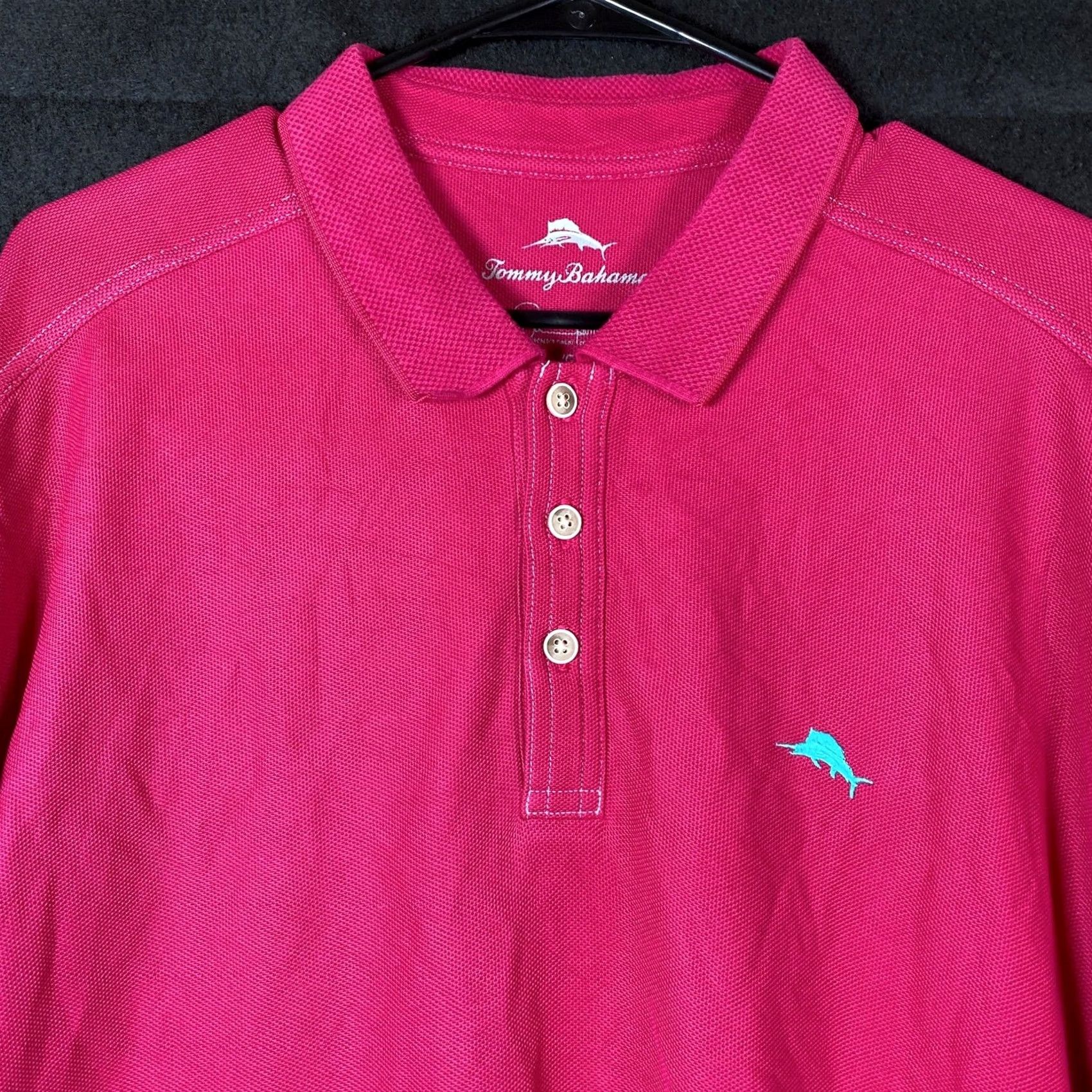 Tommy Bahama Tommy Bahama Mens Polo Shirt Berry Pink Short Sleeve Pima Cotton Large Size US L / EU 52-54 / 3 - 2 Thumbnail