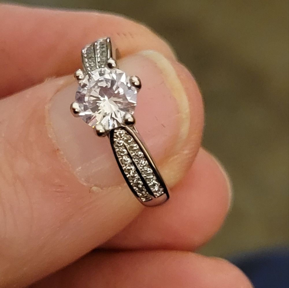 Other GRA Moissanite Diamond Adjustable Ring Sterling Silver Size ONE SIZE - 2 Thumbnail